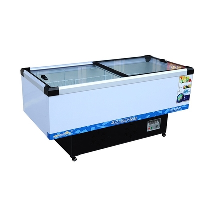 Single-Temperature Island Cooler Frozen Food Display Freezer Sliding Glass Door Supermarket Combo Top
